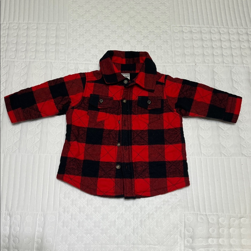 Carters Red and Black Plaid Button-Up Shirt Shacket